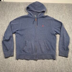 Polo‎ Ralph Lauren Men's Navy Blue Full Zip Hoodie Size L Preppy